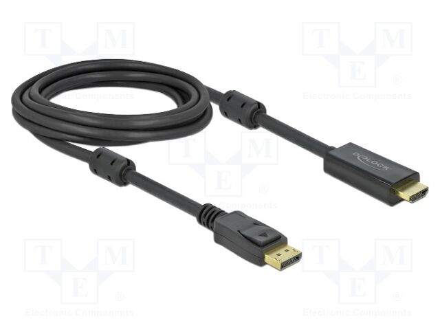 Cable; DisplayPort plug,HDMI plug; Len: 3m; black; 28AWG; black