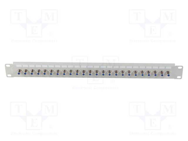 Patch panel; black; Number of ports: 24; F socket x24; rack 19"