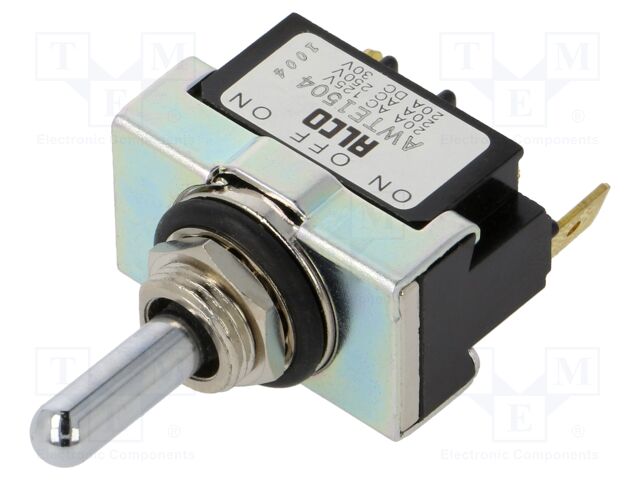 Switch: toggle; Pos: 2; SPST; ON-OFF; 20A/250VAC; 20A/30VDC; 17.48mm
