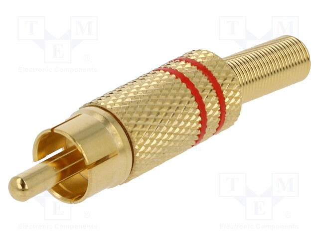 Plug; RCA; male; with strain relief; straight; soldering