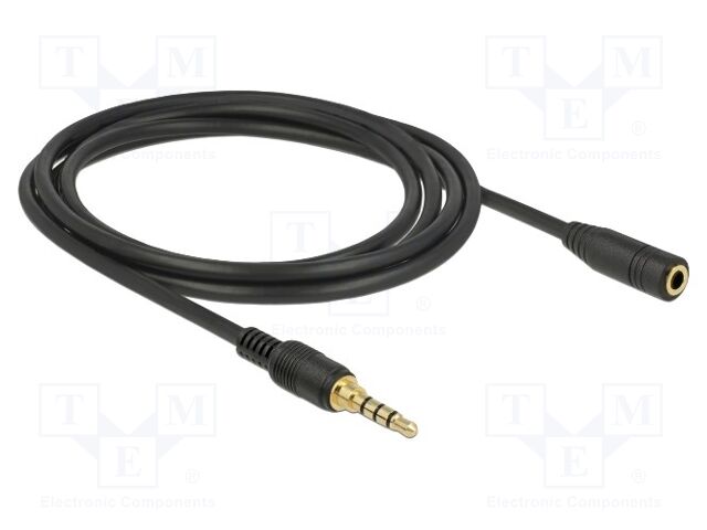 Cable; Jack 3.5mm 3pin socket,Jack 3,5mm 4pin plug; 2m; black
