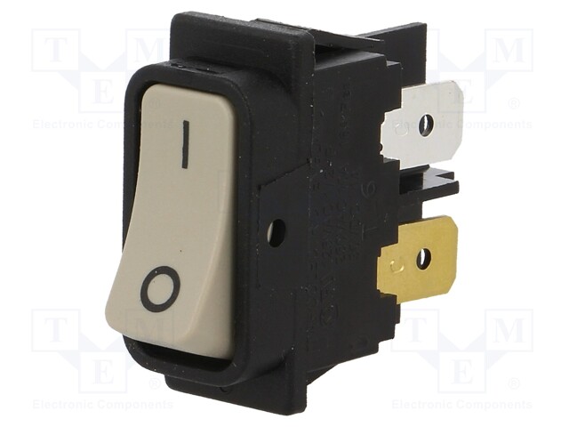 ROCKER; DPST; Pos: 2; OFF-ON; 10A/250VAC; white; none; Body: black