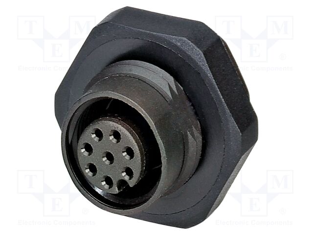 Connector: M12; socket; PIN: 8; female; 30V; straight; IP67; THT; 2A