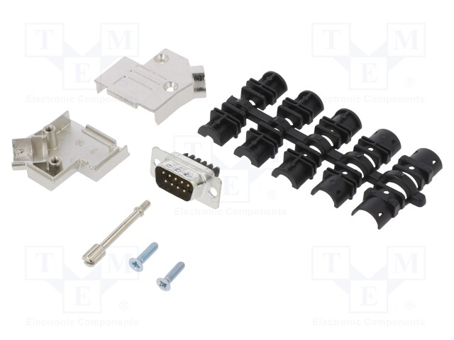 D-Sub; PIN: 9; male; shielded; angled 45°; screw terminal; UNC4-40