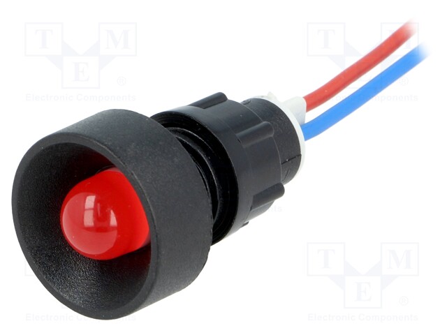 Indicator: LED; recessed; 12VDC; 12VAC; Cutout: Ø13mm; IP40; plastic