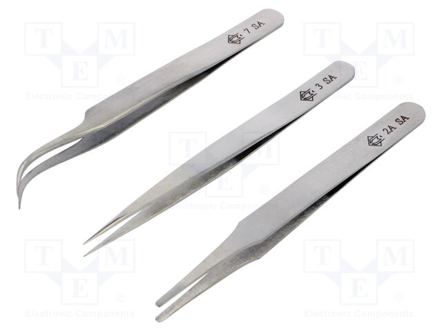 Kit: tweezers; universal; Kit: PG-2A-SA,PG-3-SA,PG-7-SA; 3pcs.