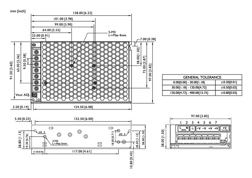 Power supply: switching; for building in; 102W; 12VDC; 8.5A; OUT: 1