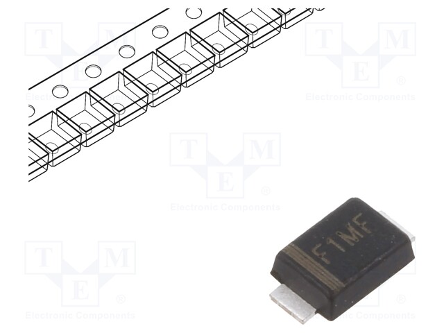 Diode: rectifying; SMD; 1000V; 1A; 500ns; Package: reel,tape