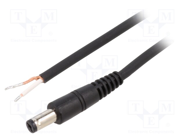 Cable; wires,DC 5,5/1,7 plug; straight; 0.75mm2; black; 1.5m