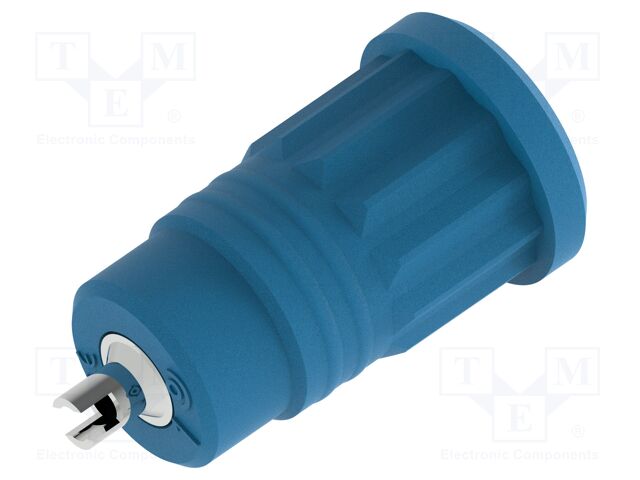 Connector: 4mm banana; socket; 25A; blue; nickel plated; soldered