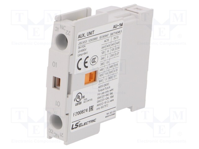 Auxiliary contacts; Series: METAMEC; Leads: screw terminals; IP20
