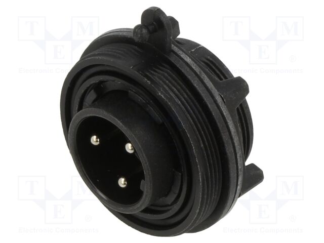 Connector: circular; socket; male; PIN: 3; 12A; 277V; IP68,IP69K