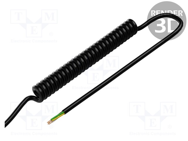 Wire: coiled; 4x0,5mm2; unshielded; PUR; black; 300V; 200mm; 800mm