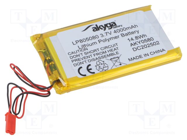 Re-battery: Li-Po; 3.7V; 4000mAh; cables,JST SYP-02T-1 socket