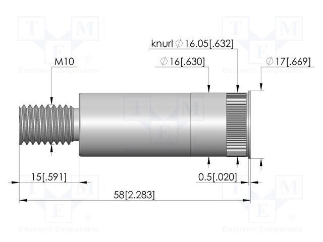 Test probe socket; silver plated; KS-672; M10-M; L: 58mm