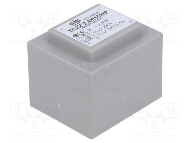 Transformer: encapsulated; 2.4VA; 230VAC; 24V; 0.1A; Mounting: PCB
