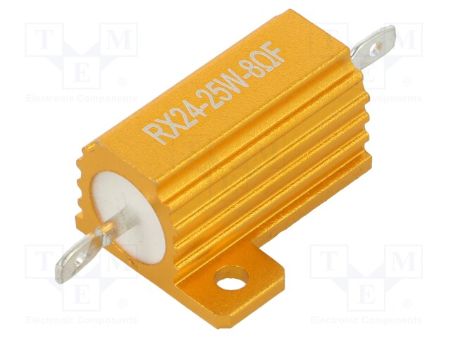 Resistor: wire-wound; with heatsink; 8Ω; 25W; ±1%; 50ppm/°C; 18.6mm
