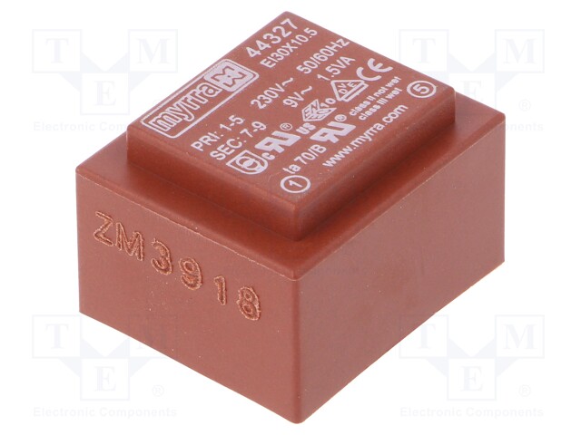 Transformer: encapsulated; 1.5VA; 230VAC; 9V; 167mA; Mounting: PCB