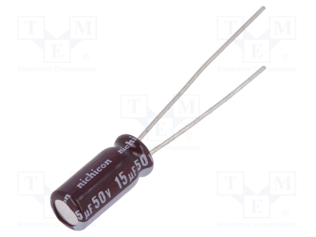Capacitor: electrolytic; low impedance; THT; 15uF; 50VDC; Ø5x11mm