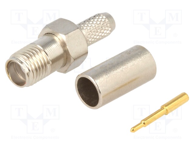 Plug; SMA; male,reverse; straight; 50Ω; RG58; crimped; for cable