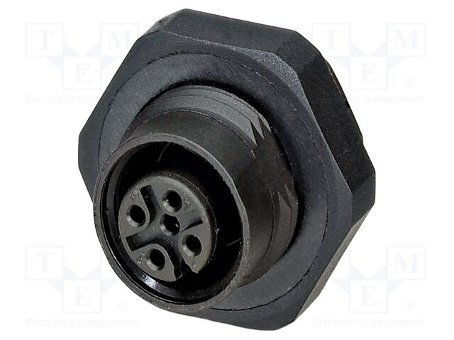 Connector: M12; socket; PIN: 5; female; 60V; straight; IP67; THT; 4A