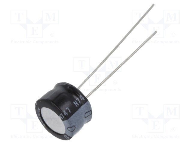 Capacitor: electrolytic; THT; 220uF; 10VDC; Ø8x5mm; Pitch: 2.5mm
