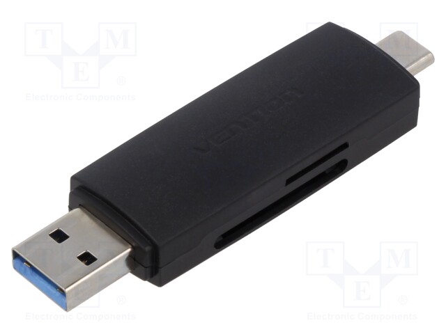 Card reader: memory; USB A plug,USB C plug; OTG,USB 3.0; black