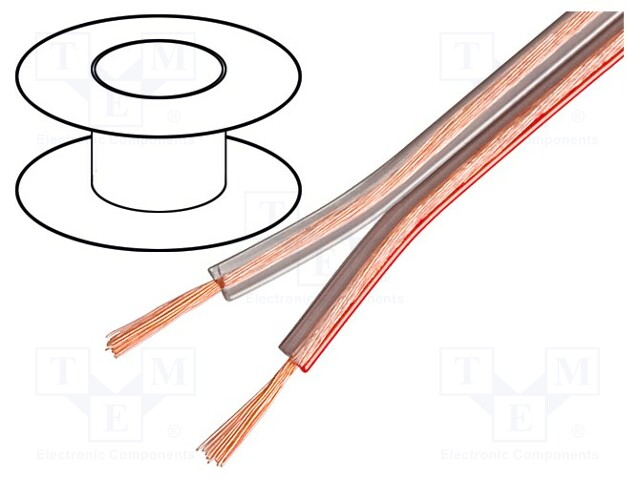 Wire: loudspeaker cable; 2x0,75mm2; stranded; Cu; transparent