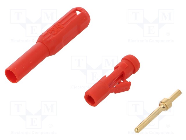 Plug; 2mm banana; red; Connection: soldering; 39.7mm; 0.5mm2