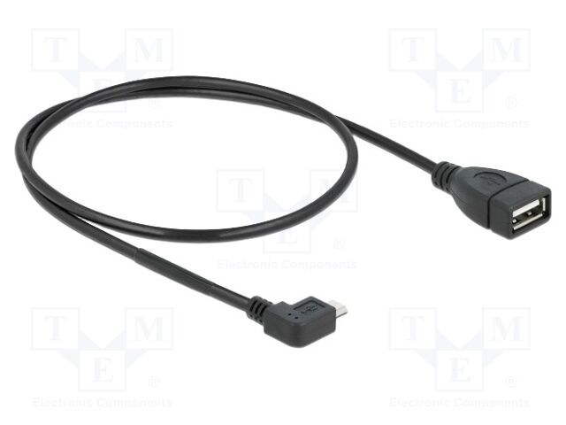 Cable; OTG,USB 2.0; 0.5m; black; Connector colour: black