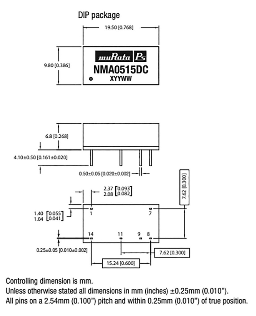 Converter: DC/DC; 1W; Uin: 10.8÷13.2V; Uout: 5VDC; Uout2: -5VDC; DIP