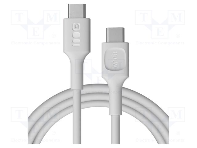 Cable; USB C plug,both sides; 2m; white; PVC; 480bps; 100W