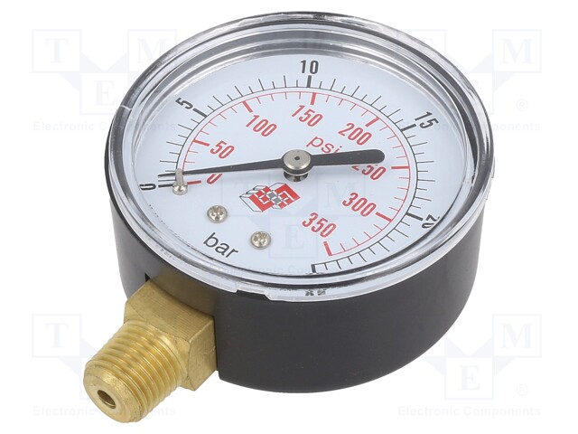 Manometer; Working pressure: 0÷25bar; 63mm; Enclos.mat: plastic