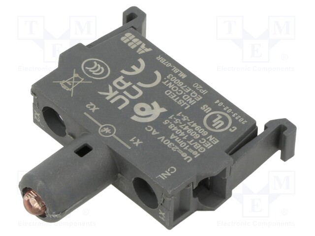 Illuminating unit; 22mm; Illumin: LED; for back plate; 230VAC; red