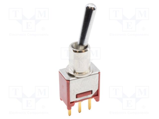 Switch: toggle; Pos: 2; SPDT; ON-ON; 0.02A/20VAC; 0.02A/20VDC; THT