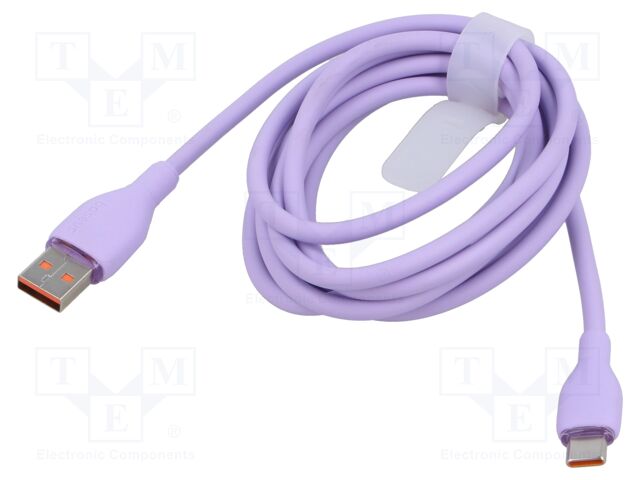 Cable; High Speed,USB 2.0; USB A plug,USB C plug; 2m; violet