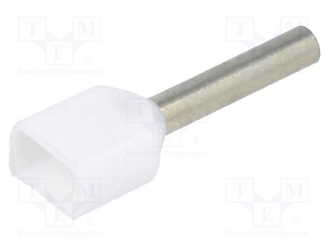 Bootlace ferrule; insulated,double; copper; 0.75mm2; 10mm; tinned