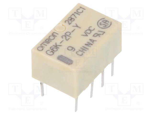 Relay: electromagnetic; DPDT; Ucoil: 9VDC; 0.3A/125VAC; 1A/30VDC