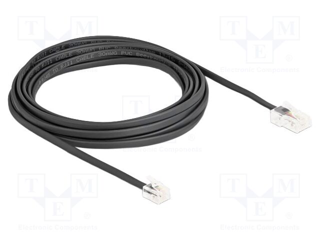 Cable: telephone; RJ11 plug,RJ45 plug; 5m; black; Insulation: PVC