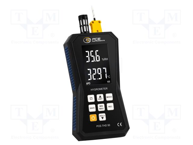 Data logger; temperature,humidity; Display: LCD; 162x32x88mm