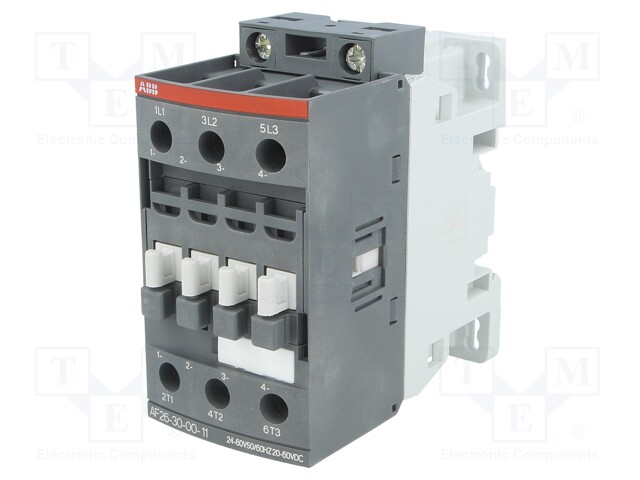 Contactor: 3-pole; NO x3; 24÷60VAC; 20÷60VDC; 26A; DIN,on panel; AF