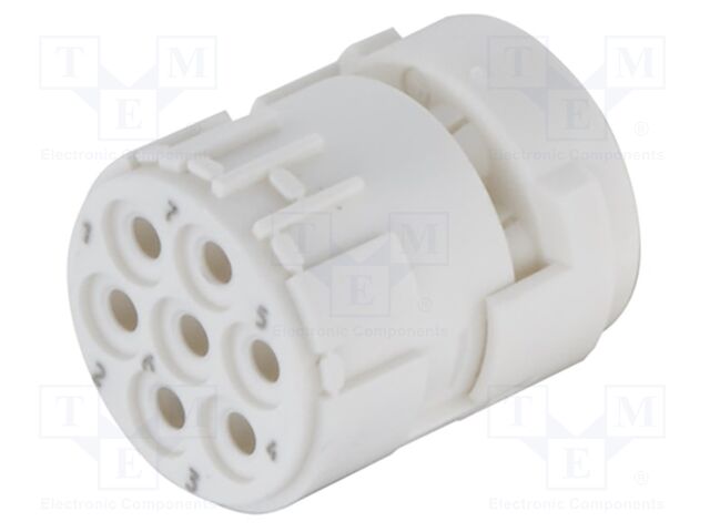 Circular Connector Insert, Han M23 Series, 7 Contacts, Socket, Crimp