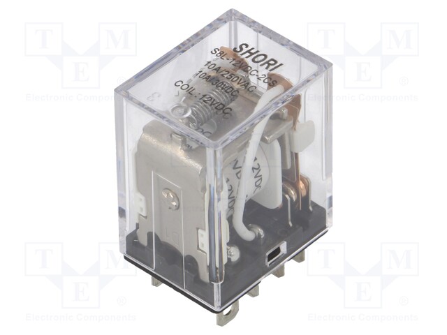Relay: electromagnetic; DPDT; Ucoil: 12VDC; 10A/277VAC; 10A/30VDC