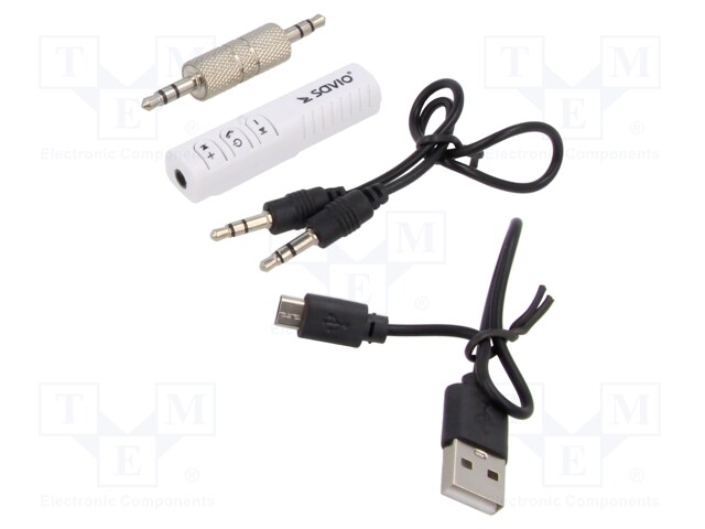 FM transmitter; white; Bluetooth 5.0; 15m; Charge time: 1h; 4h