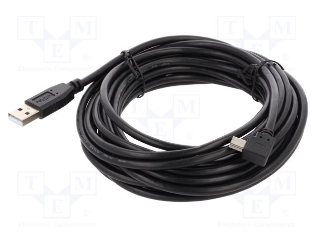 Cable; USB 2.0; USB A plug,USB B mini plug 90° left/right; 5m