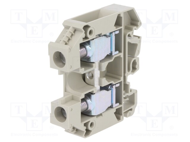 Splice terminal: rail; 16mm2; ways: 1; terminals: 2; grey; TS32,TS35