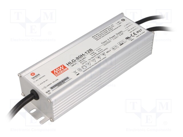 Power supply: switched-mode; LED; 60W; 12VDC; 5A; 90÷305VAC; IP67