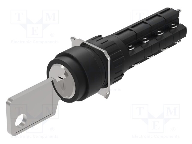 Switch: rotary with key; 16mm; Stabl.pos: 2; NC x4 + NO x4; Pos: 2