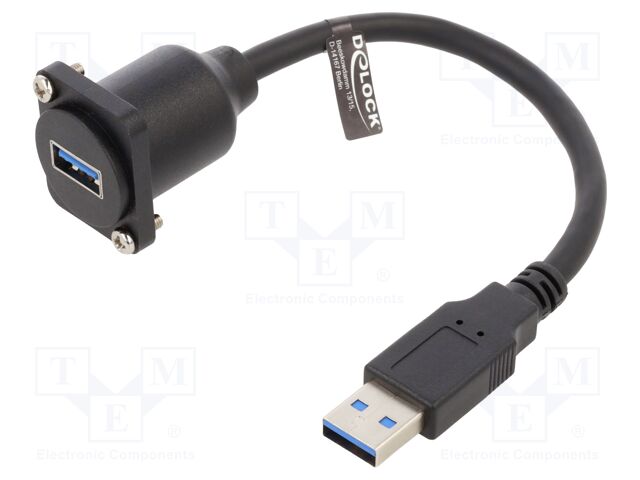 Cable; connection 1: 1; USB A socket,USB A plug; 0.2m; black