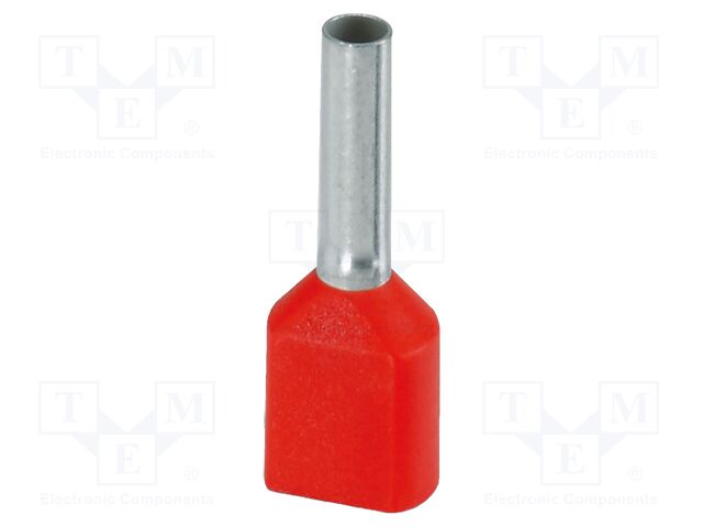 Tip: bootlace ferrule; insulated,double; copper; 1mm2; 8mm; tinned